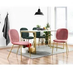 Jule Pink Velvet Cover Elegant Dining Chairs (Set of 2) by Homy Casa -Homy Casa Shop pink velvet homy casa dining chairs jule rose 31 1000