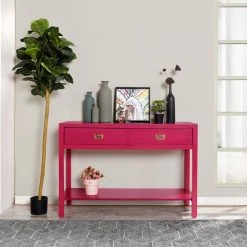 Bianca 44.3 in. Pink Standard Rectangle Wood Console Table by Homy Casa -Homy Casa Shop raspberry pink homy casa console tables hd bianca raspberry pink 31 1000