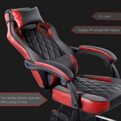 Porch and Den Black Ergonomic Gaming Chair with Footrest and Neck Pillow by Homy Casa -Homy Casa Shop red homy casa furniture accessories burgendy red 31 1000