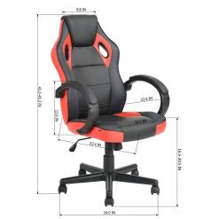 HD-Tunney Red PU Seat Office Computer Gaming Chair Height Adjustment Swivel by Homy Casa -Homy Casa Shop red homy casa gaming chairs hd tunney red lmkz 44 1000