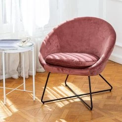 Doumbia Rose Velvet Barrel Chair With Cushion by Homy Casa -Homy Casa Shop rose homy casa accent chairs hd doumbia rose a 31 1000