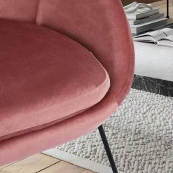 Doumbia Rose Velvet Barrel Chair With Cushion by Homy Casa -Homy Casa Shop rose homy casa accent chairs hd doumbia rose a fa 1000