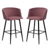 Aldridge 28 in. Rose Low Back Metal Frame Bar Stool with Velvet Seat (Set of 2) by Homy Casa -Homy Casa Shop rose homy casa bar stools hd aldridge high bar frost rose 64 1000