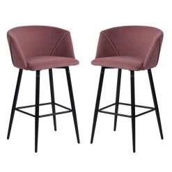 Aldridge 28 in. Rose Low Back Metal Frame Bar Stool with Velvet Seat (Set of 2) by Homy Casa
