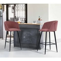 Aldridge 28 in. Rose Low Back Metal Frame Bar Stool with Velvet Seat (Set of 2) by Homy Casa -Homy Casa Shop rose homy casa bar stools hd aldridge high bar frost rose 77 1000