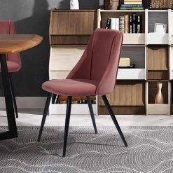 Smeg Pink Upholstered Dining Chair (Set of 2) by Homy Casa -Homy Casa Shop rose velvet homy casa dining chairs smeg tiaanium 32mm rose a 31 1000