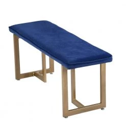 Slip Royal Blue Fabric Gold Legs Bench 18.5 in. H x 44.5 in. W x 15 in. D by Homy Casa -Homy Casa Shop royal blue homy casa bedroom benches hd slip bench frost royal blue gold legs 1f 1000
