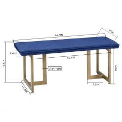 Slip Royal Blue Fabric Gold Legs Bench 18.5 in. H x 44.5 in. W x 15 in. D by Homy Casa -Homy Casa Shop royal blue homy casa bedroom benches hd slip bench frost royal blue gold legs 44 1000