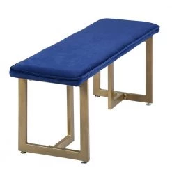 Slip Royal Blue Fabric Gold Legs Bench 18.5 in. H x 44.5 in. W x 15 in. D by Homy Casa -Homy Casa Shop royal blue homy casa bedroom benches hd slip bench frost royal blue gold legs 4f 1000
