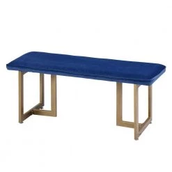 Slip Royal Blue Fabric Gold Legs Bench 18.5 in. H x 44.5 in. W x 15 in. D by Homy Casa -Homy Casa Shop royal blue homy casa bedroom benches hd slip bench frost royal blue gold legs 77 1000