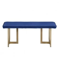 Slip Royal Blue Fabric Gold Legs Bench 18.5 in. H x 44.5 in. W x 15 in. D by Homy Casa -Homy Casa Shop royal blue homy casa bedroom benches hd slip bench frost royal blue gold legs c3 1000