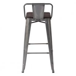 Vustu 29 in. Silver Low Back Metal Frame Bar Stool With Solid Wood Seat ( Set of 4) by Homy Casa 19 Vustu 29 in. Silver Low Back Metal Frame Bar Stool With Solid Wood Seat ( Set of 4) by Homy Casa -Homy Casa Shop silver homy casa bar stools vustu 29 silver 4pcs 44 1000