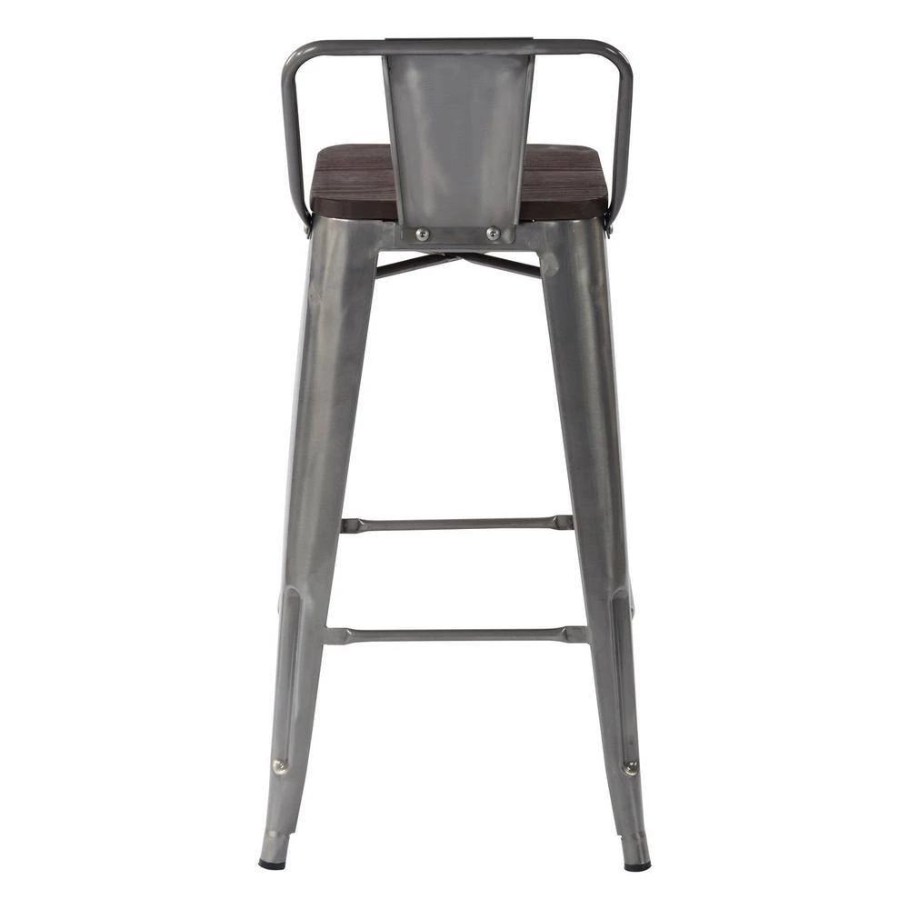 Vustu 29 in. Silver Low Back Metal Frame Bar Stool With Solid Wood Seat ( Set of 4) by Homy Casa 10 Vustu 29 in. Silver Low Back Metal Frame Bar Stool With Solid Wood Seat ( Set of 4) by Homy Casa - Image 8
