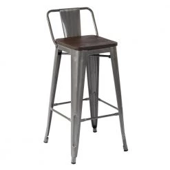 Vustu 29 in. Silver Low Back Metal Frame Bar Stool With Solid Wood Seat ( Set of 4) by Homy Casa 17 Vustu 29 in. Silver Low Back Metal Frame Bar Stool With Solid Wood Seat ( Set of 4) by Homy Casa -Homy Casa Shop silver homy casa bar stools vustu 29 silver 4pcs 4f 1000