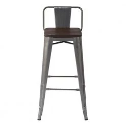 Vustu 29 in. Silver Low Back Metal Frame Bar Stool With Solid Wood Seat ( Set of 4) by Homy Casa 16 Vustu 29 in. Silver Low Back Metal Frame Bar Stool With Solid Wood Seat ( Set of 4) by Homy Casa -Homy Casa Shop silver homy casa bar stools vustu 29 silver 4pcs c3 1000