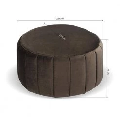 AKBAR Smoke Velvet Round Pouf Ottoman by Homy Casa -Homy Casa Shop smoke homy casa ottomans akbar large smoke 1f 1000