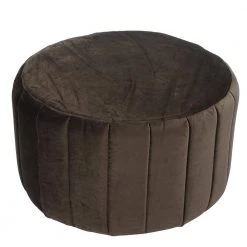 AKBAR Smoke Velvet Round Pouf Ottoman by Homy Casa