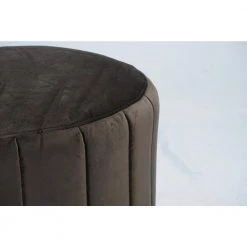 AKBAR Smoke Velvet Round Pouf Ottoman by Homy Casa -Homy Casa Shop smoke homy casa ottomans akbar large smoke c3 1000