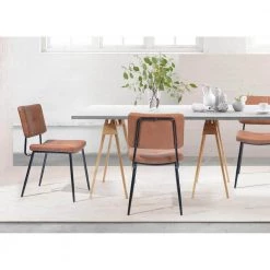 Karomi Brown Faux Leather Upholstered Side Dining Chairs(Set of 2) by Homy Casa 19 Karomi Brown Faux Leather Upholstered Side Dining Chairs(Set of 2) by Homy Casa -Homy Casa Shop tan homy casa dining chairs karomi vintage a 31 1000