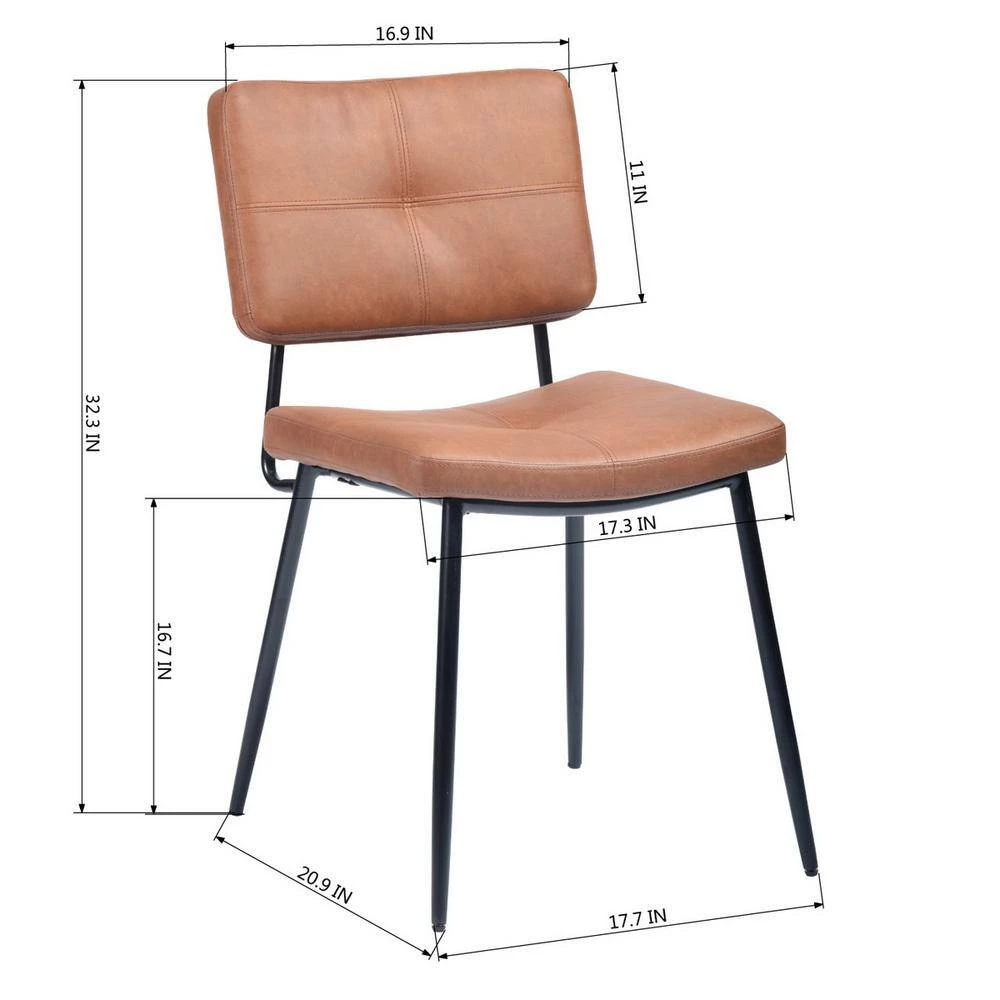 Karomi Brown Faux Leather Upholstered Side Dining Chairs(Set of 2) by Homy Casa 8 Karomi Brown Faux Leather Upholstered Side Dining Chairs(Set of 2) by Homy Casa - Image 6