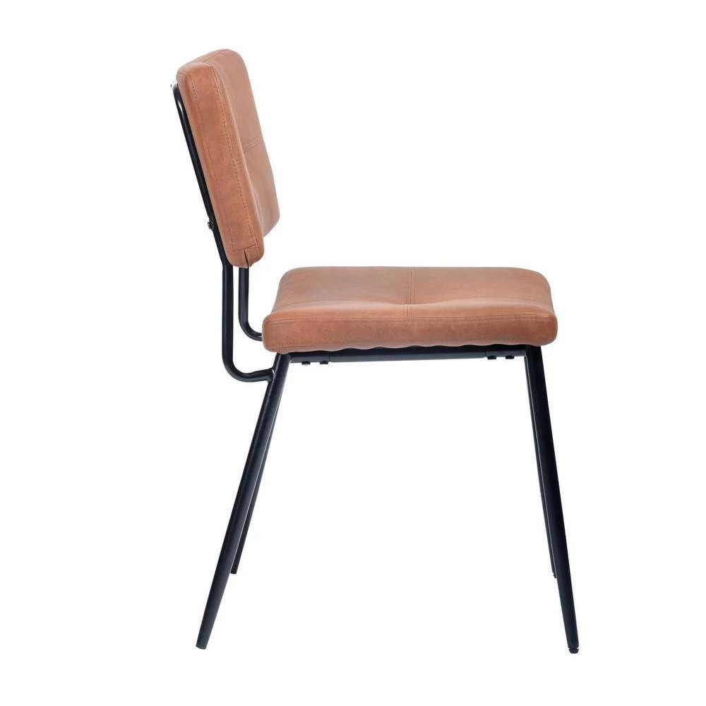 Karomi Brown Faux Leather Upholstered Side Dining Chairs(Set of 2) by Homy Casa 6 Karomi Brown Faux Leather Upholstered Side Dining Chairs(Set of 2) by Homy Casa - Image 4