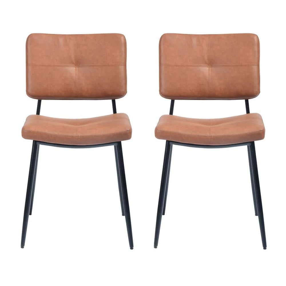 Karomi Brown Faux Leather Upholstered Side Dining Chairs(Set of 2) by Homy Casa 3 Karomi Brown Faux Leather Upholstered Side Dining Chairs(Set of 2) by Homy Casa