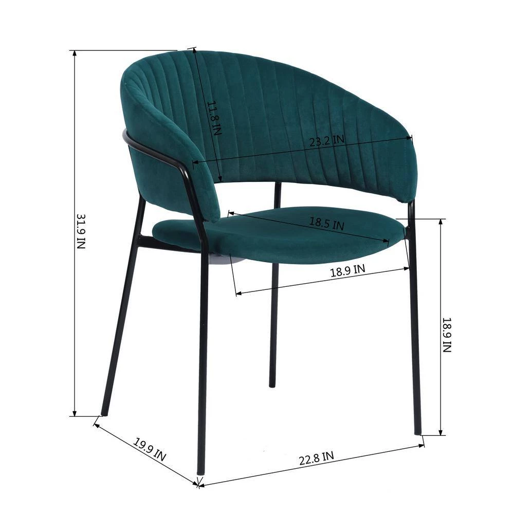 Stolz Green Velvet Upholstered Dining Chair (Set of 2) by Homy Casa 8 Stolz Green Velvet Upholstered Dining Chair (Set of 2) by Homy Casa - Image 6