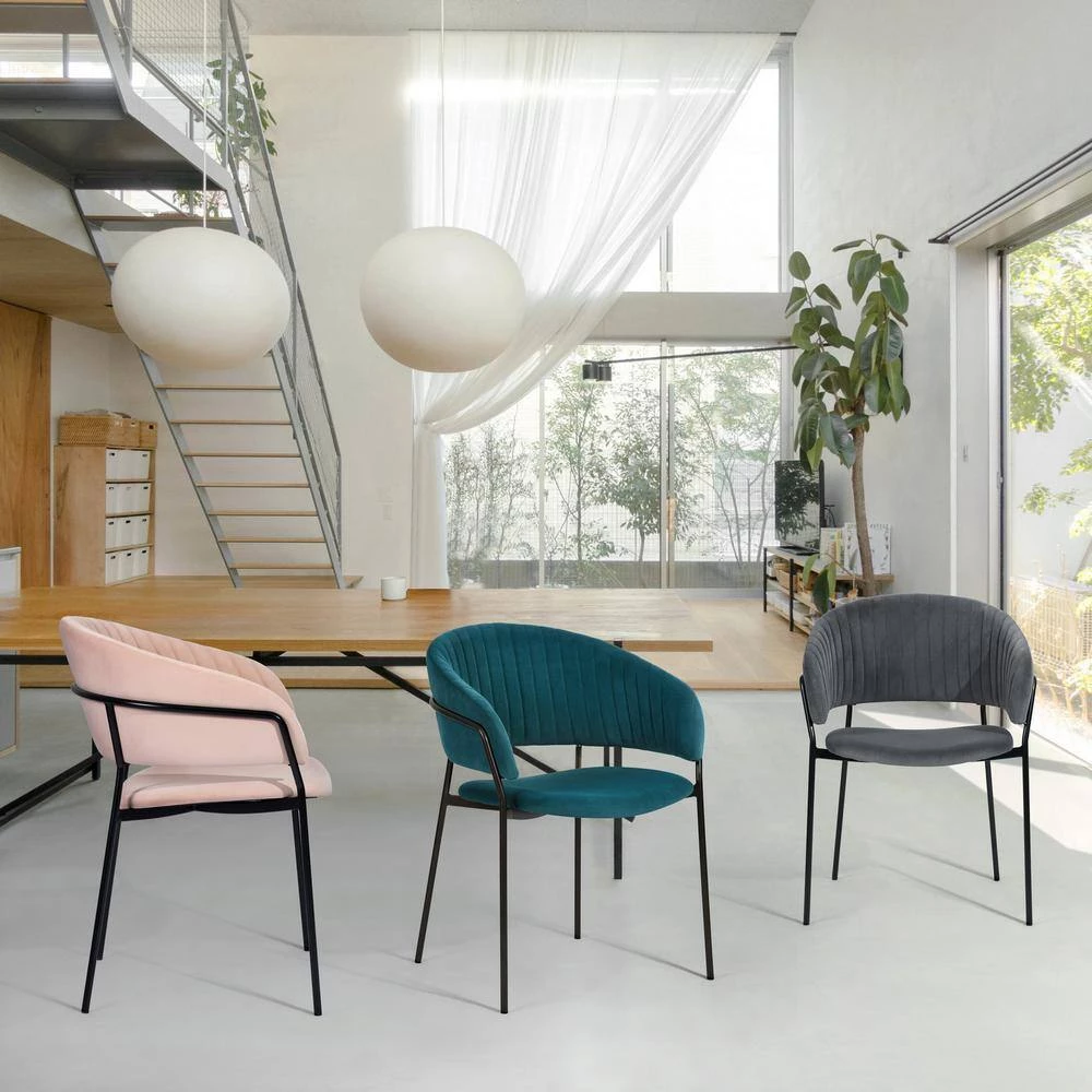 Stolz Green Velvet Upholstered Dining Chair (Set of 2) by Homy Casa 4 Stolz Green Velvet Upholstered Dining Chair (Set of 2) by Homy Casa - Image 2