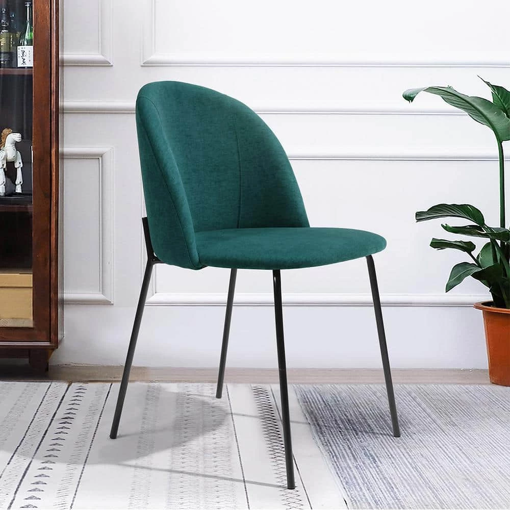 Teal Upholstered Dining Chair Teal Fabric Seat and Iron Tube Kitchen by Homy Casa 11 Teal Upholstered Dining Chair Teal Fabric Seat and Iron Tube Kitchen by Homy Casa - Image 9