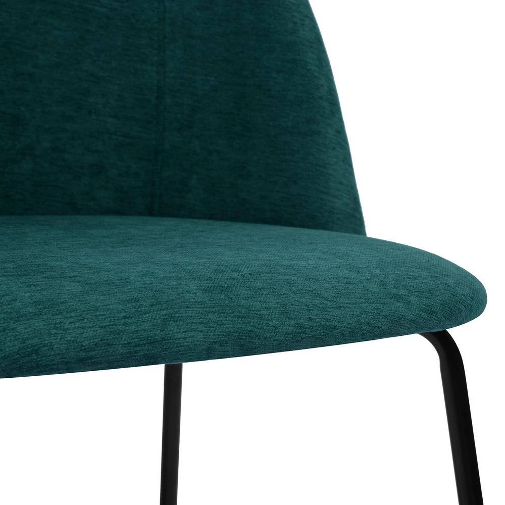 Teal Upholstered Dining Chair Teal Fabric Seat and Iron Tube Kitchen by Homy Casa 8 Teal Upholstered Dining Chair Teal Fabric Seat and Iron Tube Kitchen by Homy Casa - Image 6