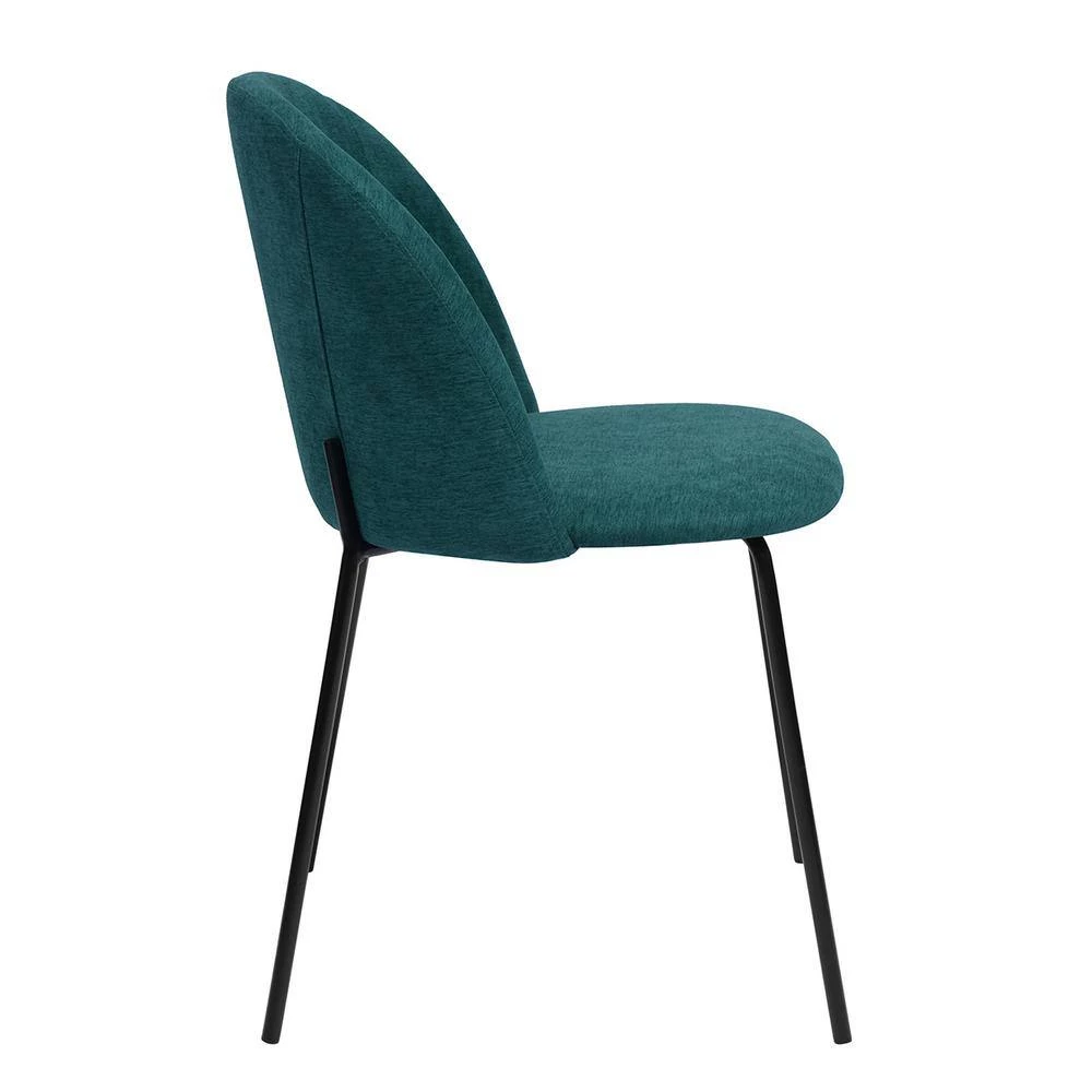 Teal Upholstered Dining Chair Teal Fabric Seat and Iron Tube Kitchen by Homy Casa 6 Teal Upholstered Dining Chair Teal Fabric Seat and Iron Tube Kitchen by Homy Casa - Image 4