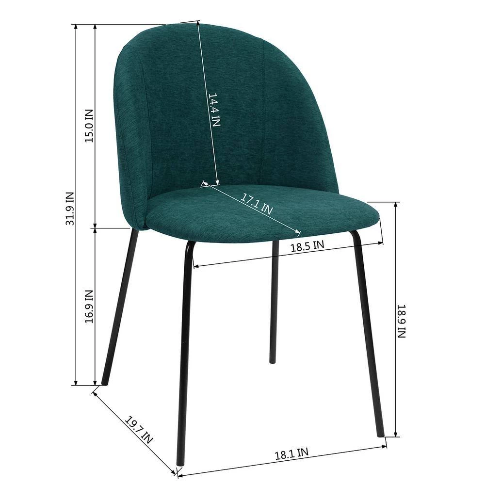 Teal Upholstered Dining Chair Teal Fabric Seat and Iron Tube Kitchen by Homy Casa 10 Teal Upholstered Dining Chair Teal Fabric Seat and Iron Tube Kitchen by Homy Casa - Image 8