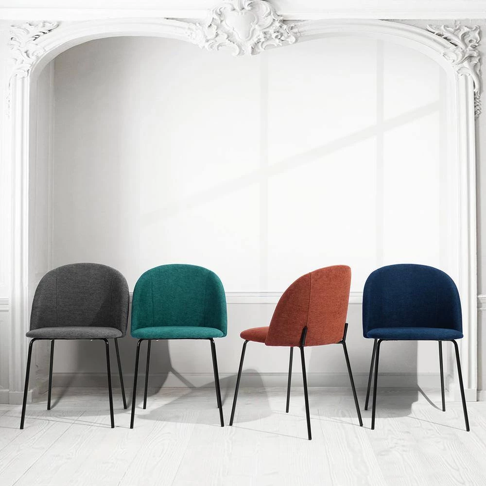 Teal Upholstered Dining Chair Teal Fabric Seat and Iron Tube Kitchen by Homy Casa 4 Teal Upholstered Dining Chair Teal Fabric Seat and Iron Tube Kitchen by Homy Casa - Image 2