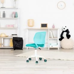 Carnation Turquoise Mesh Upholstery Task Chair with Adjustable Height by Homy Casa -Homy Casa Shop turquoise homy casa task chairs carnation turquoise 1f 1000