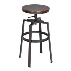 Amat 24-28.9 in. Walnut Color Industrial Style Bar Stool (Set of 2) by Homy Casa -Homy Casa Shop walnut black homy casa bar stools amat walnut jm 31 1000