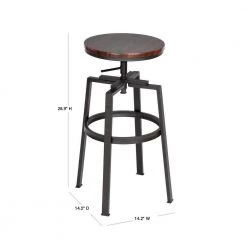 Amat 24-28.9 in. Walnut Color Industrial Style Bar Stool (Set of 2) by Homy Casa -Homy Casa Shop walnut black homy casa bar stools amat walnut jm 40 1000