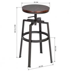 Amat 24-28.9 in. Walnut Color Industrial Style Bar Stool (Set of 2) by Homy Casa -Homy Casa Shop walnut black homy casa bar stools amat walnut jm 44 1000