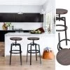 Amat 24-28.9 in. Walnut Color Industrial Style Bar Stool (Set of 2) by Homy Casa