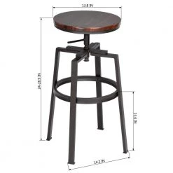 Amat 24-28.9 in. Walnut Color Industrial Style Bar Stool (Set of 2) by Homy Casa -Homy Casa Shop walnut black homy casa bar stools amat walnut jm a0 1000