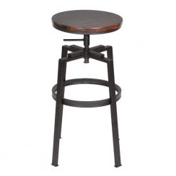 Amat 24-28.9 in. Walnut Color Industrial Style Bar Stool (Set of 2) by Homy Casa -Homy Casa Shop walnut black homy casa bar stools amat walnut jm c3 1000