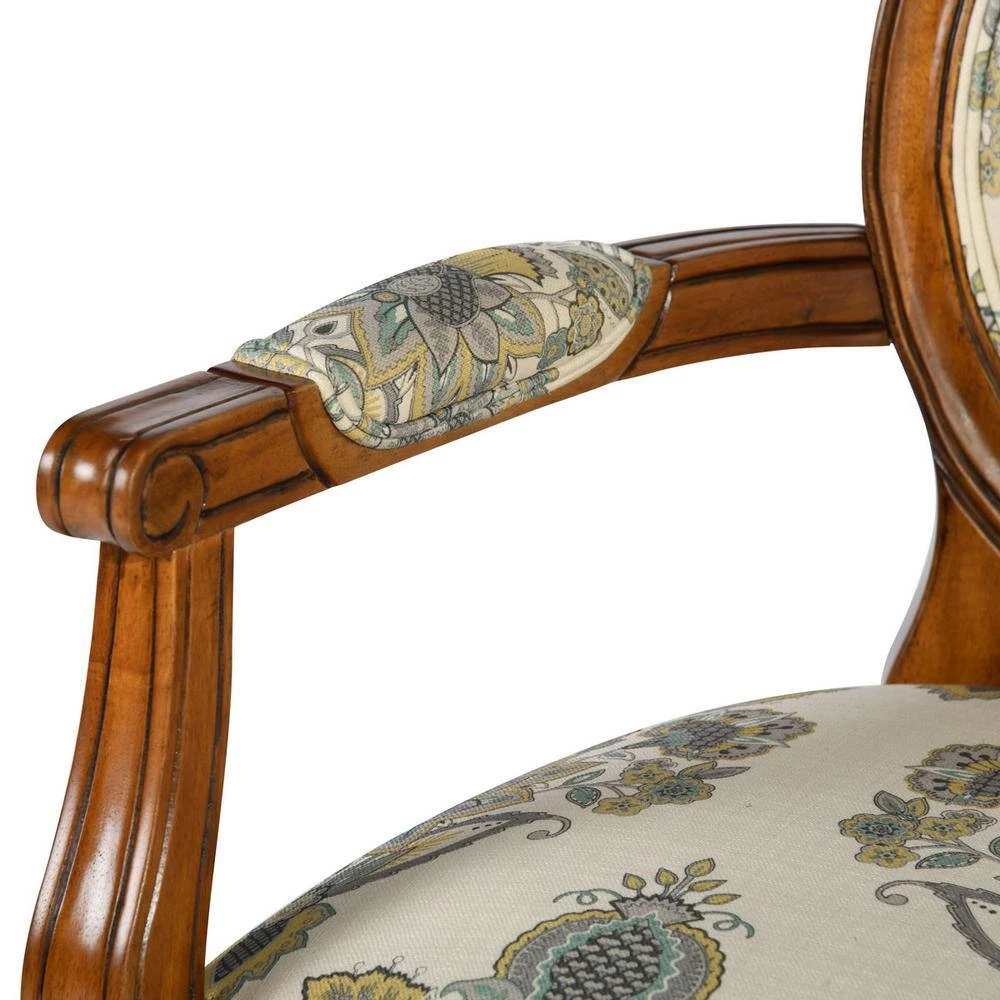 Fatina Beige Upholstered Solid Wood Arm Chair by Homy Casa 6 Fatina Beige Upholstered Solid Wood Arm Chair by Homy Casa - Image 4