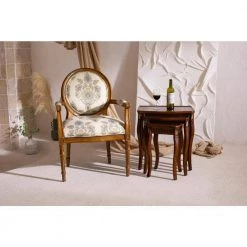 Fatina Beige Upholstered Solid Wood Arm Chair by Homy Casa 18 Fatina Beige Upholstered Solid Wood Arm Chair by Homy Casa -Homy Casa Shop walnut homy casa accent chairs hd fatina 77 1000