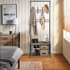 Ady 70 in. H * 26 in. W * 12.6 in. D Walnut Armorie by Homy Casa -Homy Casa Shop walnut homy casa armoires wardrobes ady walnut 31 1000