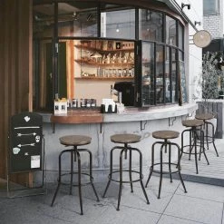 Ana 27.2-30.3 in. Adjustable Height Walnut Backless Metal Frame Bar Stool with Wood Seat ( Set of 2) by Homy Casa -Homy Casa Shop walnut homy casa bar stools anacletus walnut lmkz 31 1000