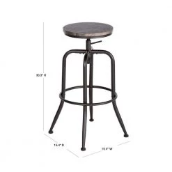 Ana 27.2-30.3 in. Adjustable Height Walnut Backless Metal Frame Bar Stool with Wood Seat ( Set of 2) by Homy Casa -Homy Casa Shop walnut homy casa bar stools anacletus walnut lmkz 40 1000