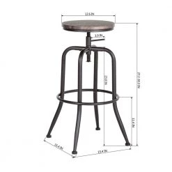 Ana 27.2-30.3 in. Adjustable Height Walnut Backless Metal Frame Bar Stool with Wood Seat ( Set of 2) by Homy Casa -Homy Casa Shop walnut homy casa bar stools anacletus walnut lmkz 44 1000