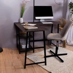 47 in. L-Shaped Walnut Computer Desk with Shelves by Homy Casa -Homy Casa Shop walnut homy casa computer desks drogba 4f 1000