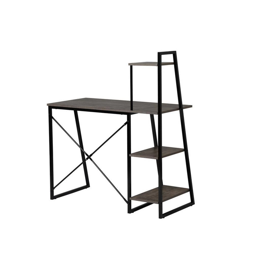 POUCHU 41 in. Rectangular Walnut Wood Computer Desk with Shelves by Homy Casa 8 POUCHU 41 in. Rectangular Walnut Wood Computer Desk with Shelves by Homy Casa - Image 6