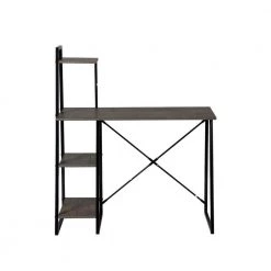 POUCHU 41 in. Rectangular Walnut Wood Computer Desk with Shelves by Homy Casa