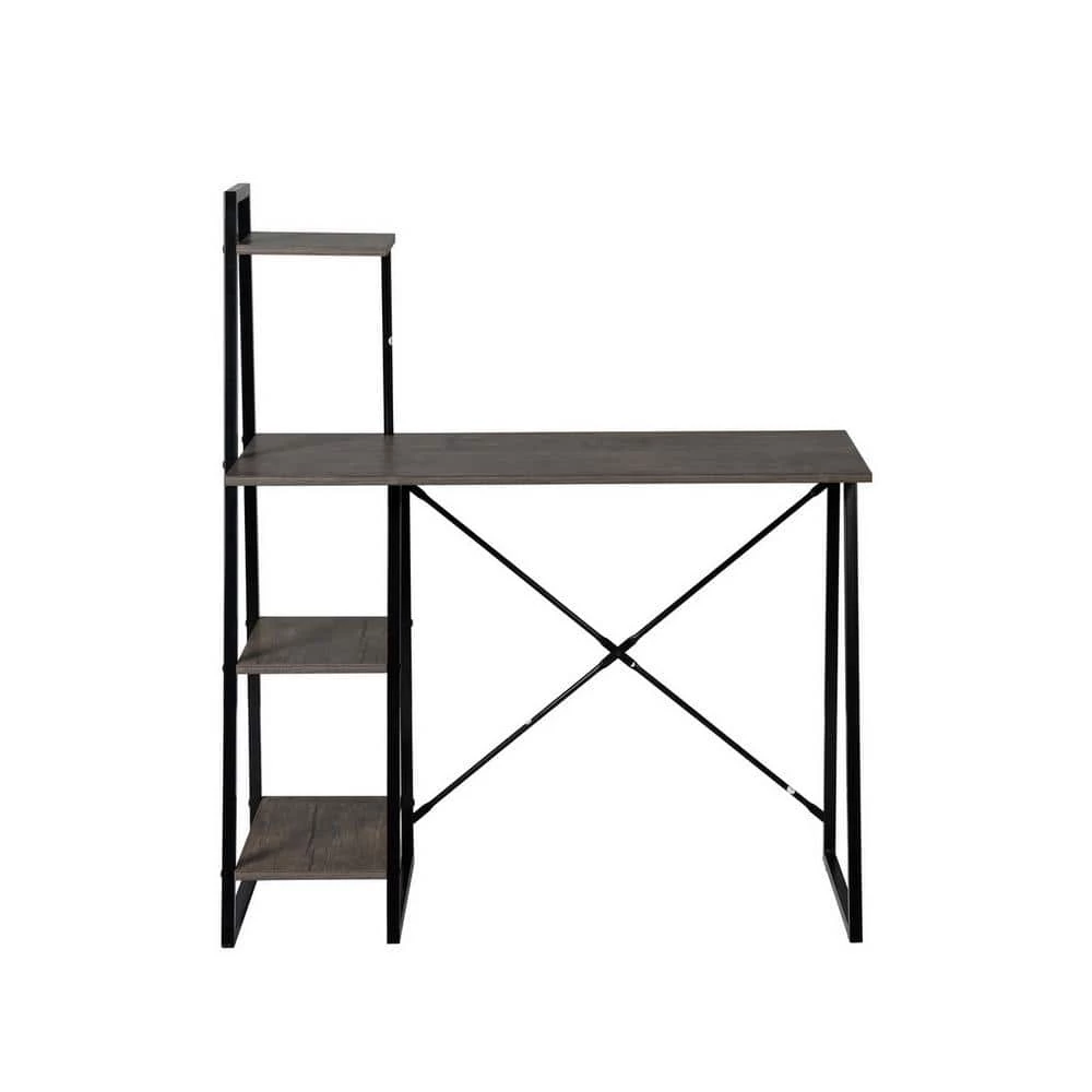 POUCHU 41 in. Rectangular Walnut Wood Computer Desk with Shelves by Homy Casa 3 POUCHU 41 in. Rectangular Walnut Wood Computer Desk with Shelves by Homy Casa